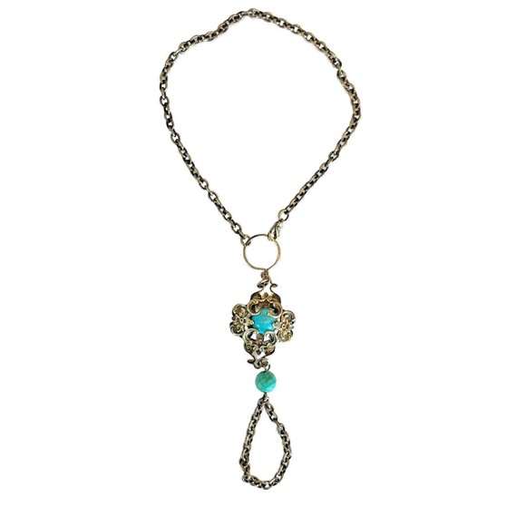 Slave Bracelet Copper/brass Chain very intricate metal design Two Stones   A1156 - Picture 1 of 11